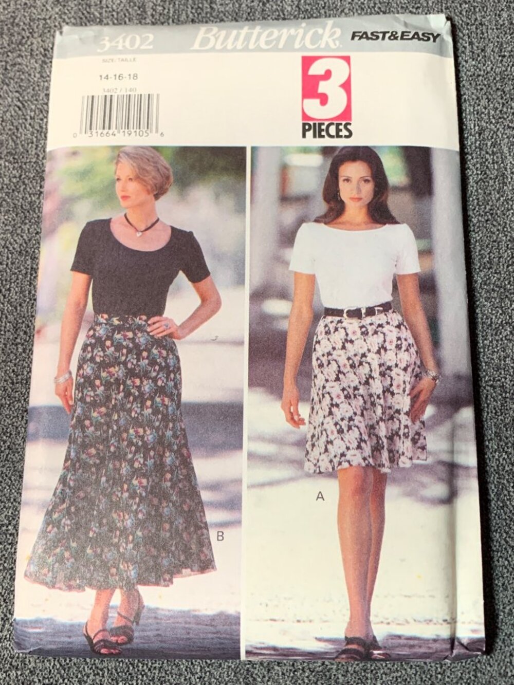 Butterick 3402 Sewing Pattern Women's Misses' Skirt Size 14-16-18 1990s Uncut